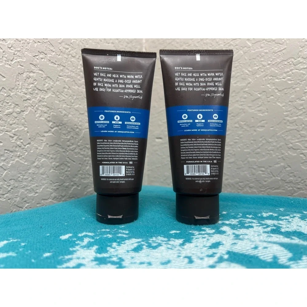 Dr Squatch Fresh Falls Mens Natural Face Wash 4oz Exfoliating Cooling New 2 Pack